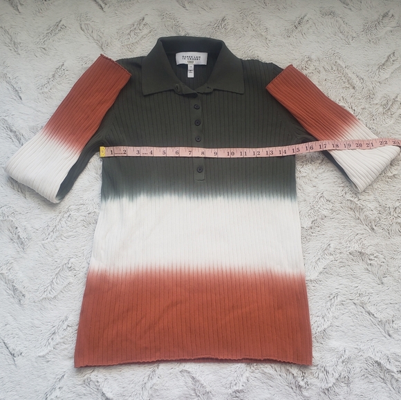 EUC Derek Lam 10 Crosby Tri-Colored "Lisel Rib Knit Polo", Women's size Large - Picture 7 of 12